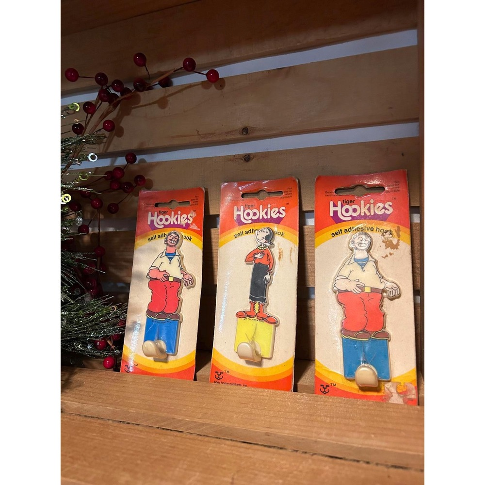 Tiger Hookies Popeye Wall Hooks Unisex OS Multi NEW Vintage 1977‎ Cartoon Retro